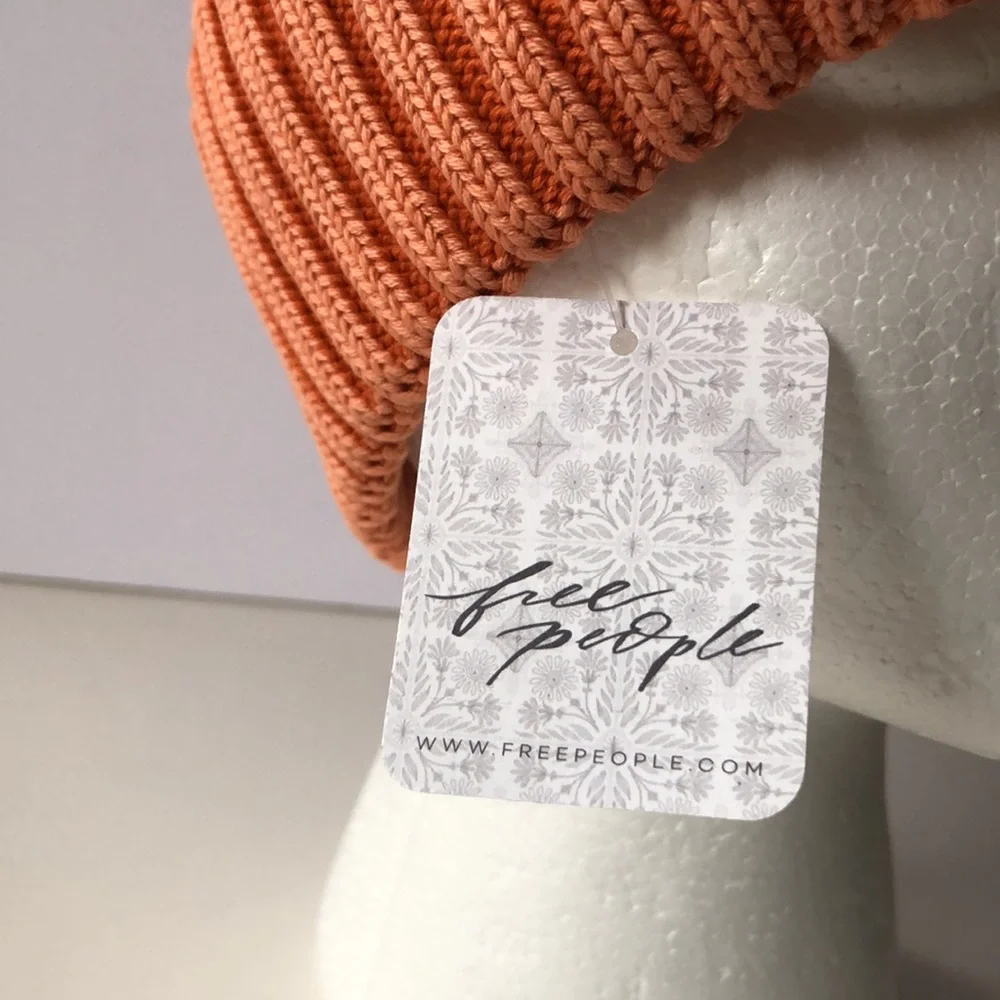 Free People Stormi Wahed Beanie Cable Knit Orange-NWT - Picture 6 of 8